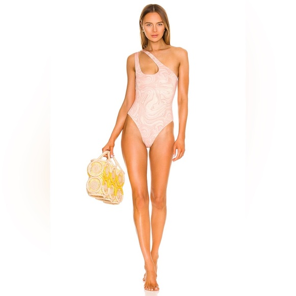 NWT L’SPACE Phoebe Lurex Cutout One-Piece Swimsuit in All Swirled Up size 8 - Picture 1 of 13